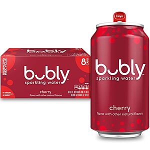 [S&S] $2.84: 8-Pack 12-Oz Bubly Sparkling Water (Cherry) at Amazon (35.5￠ each)