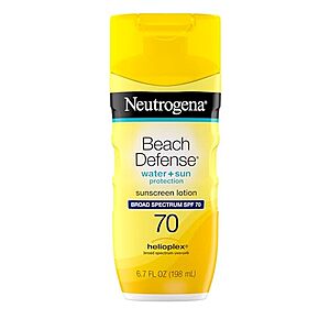 6.7oz Neutrogena Sunscreen Lotion Beach Defense SPF 70 Face & Body Sunscreen  w/ Subscribe & Save