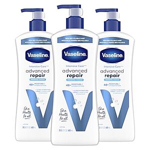 [S&S] $8.26*: 3-Pack 20.3-Oz Vaseline Intensive Care Unscented Advanced Repair Body Lotion at Amazon ($2.75 each)