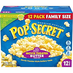 12-Pack 3.2-Oz Pop Secret Microwave Popcorn (Movie Theatre Butter) .70
