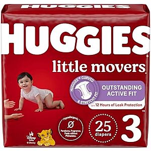 $5.58: 25-Count HUGGIES Size 3 Diapers at Amazon