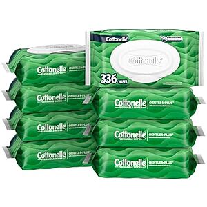 [S&S] $9.08*: 8-pk 42-ct Cottonelle GentlePlus Flushable Wet Wipes w/ Aloe & Vitamin E at Amazon