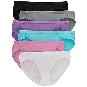 6-Pack Hanes Women's Cotton Bikini Underwear (6 Colors) $6.35 