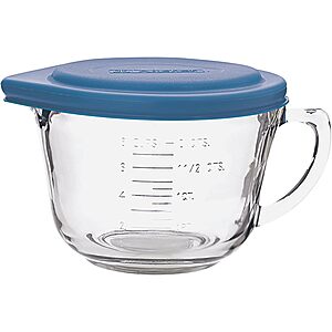 2-Qt Anchor Hocking Glass Batter Mixing Bowl with Blue Lid .70