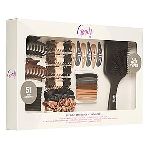 [S&S] $11.02: 51-Piece Goody Hair Accessories Kit (Brush, Hair Ties, Claw Clips, Scrunchies & More) at Amazon