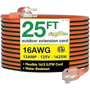 [Regional/MidAtlantic] $7.56: 25′ Power By GoGreen 16/3 Outdoor Extension Cord with Lighted End (GG-13725) at Amazon