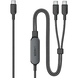$15.99*: 4' Anker 2-In-1 USB-C to 2x USB-C 140W Max Fast Charging Cable (Black or White) at Amazon