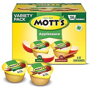 36-Pack 4-Oz Mott's Applesauce (Apple & Cinnamon Variety Pack) $5.80 w/ Subscribe & Save