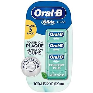 [S&S] $5.48*: 3-Count Oral-B Glide Pro-Health Comfort Plus Floss (Mint) at Amazon ($1.83 each)