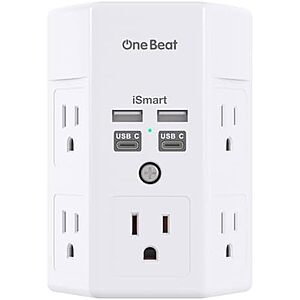 Prime Members: One Beat 5-Outlet + 4 USB (2x USB-C) Outlet Extender (White) $7 + Free Shipping