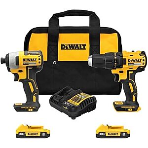 $169: DEWALT 20V MAX Cordless Drill, Impact Driver, 2-Tool Power Tool Combo Kit, Brushless Power Tool Set at Amazon