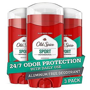 3-Pack 3-Oz Old Spice Men's Aluminum Free Deodorant Stick (Sport or Refresh Scent) $8.40 w/ Subscribe & Save