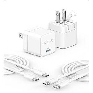 $12.19*: 2-Pack Anker 20W USB-C Foldable Wall Chargers + 2-Pack 6' USB-C Cables (White) at Amazon