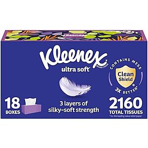 18-pk 120-ct Kleenex Ultra Soft Facial Tissues .05 w/ Subscribe & Save