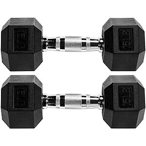 $26.07*: 15-lbs Fitvids Premium Rubber Encased Hex Dumbbell (Pair) at Amazon