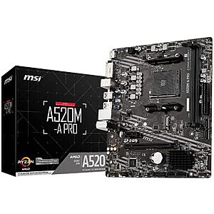 MSI A520M-A PRO V1 AMD AM4 Micro-ATX Gaming Motherboard $25 