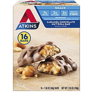 16-Pack 1.55-Oz Atkins Snack Bar (Caramel Chocolate Nut Roll) .95 w/ Subscribe & Save