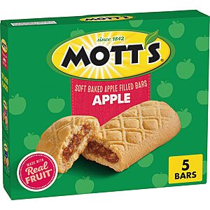 5-Pack 1.31-Oz Mott's Soft Baked Apple Filled Bars (Apple) $1.50 w/ Subscribe & Save