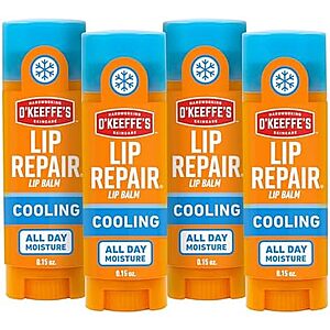 [S&S, AC] $11.74: 4-Pack 0.15-Oz O'Keeffe's Lip Repair Lip Balm With Cooling Relief for Dry, Cracked Lips at Amazon ($2.94 each)