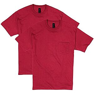 2-pk Hanes Men's 100% Cotton Heavyweight Pocket T-Shirt (various) 