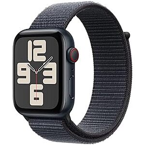 $190.98: Apple Watch SE (2nd Gen) [GPS + Cellular 44mm] Smartwatch with Midnight Aluminum Case with Ink Sport Loop at Amazon