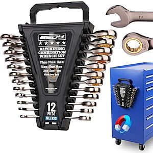 [AC] $27.99*: 12-Piece SEDY Premium Metric Ratchet Wrenches Set w/ Magnetic Organizer at Amazon