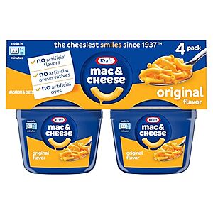 [S&S, AC] $1.87: 4-Pack 2.05-Oz Kraft Mac & Cheese Macaroni and Cheese Dinner at Amazon (47￠ each)
