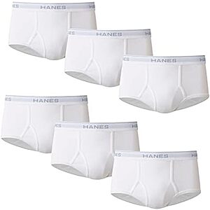 6-Pack Hanes Men's Moisture-Wicking Cotton Briefs (L, XL, 3XL, White) .90