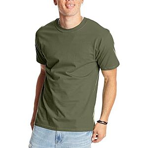 Hanes Men's Beefy-t Heavyweight Cotton T-Shirt (Fatigue Green) .15