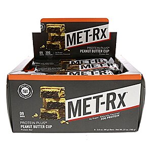 9-Pack 3-Oz MET-Rx Protein Plus Bar (Peanut Butter Cup) .05 w/ Subscribe & Save