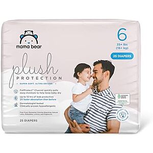 [S&S] $3.42: 25-Count Mama Bear Plush Protection Diapers (Size 6) at Amazon