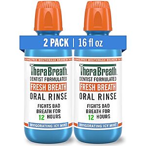 Select Accounts: 2-Pack 16-Oz TheraBreath Fresh Breath Oral Rinse (Icy Mint) .75 w/ Subscribe & Save