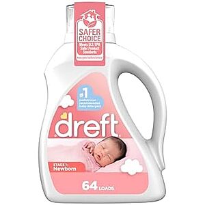 [S&S, AC] $24.80: 4 × 92-Oz Dreft Stage 1 Newborn Baby Liquid Laundry Detergent (64 Loads) ($6.20 each) at Amazon