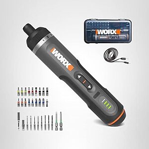 WORX 4V Lithium Screwdriver w/ 30-Piece Accessory Kit $30 