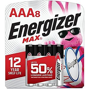 8-Count Energizer Max Alkaline AAA Batteries .20