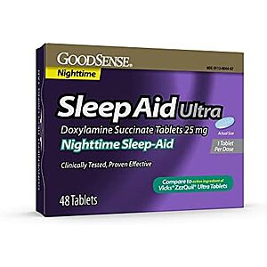 48-Ct GoodSense Nighttime Sleep-Aid Ultra Tablets (25mg Doxylamine Succinate) $2.70 w/ Subscribe & Save
