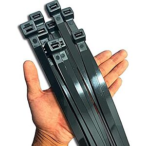 40-pk 20" Heavy Duty Extra Large Black Zip Ties (250-lbs Tensile Strength) 2 for $10 