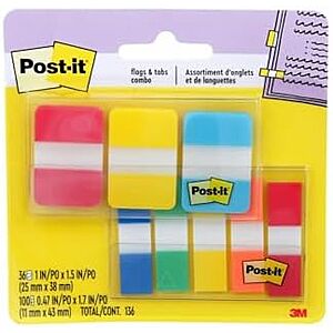 136-Count Post-it Flags and Tabs Assorted Combo $3.25