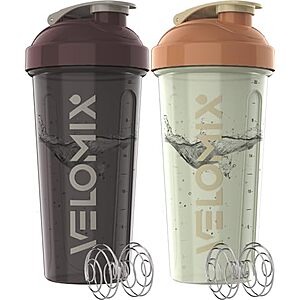 7.49:2-Pack 28-Oz VELOMIX Protein Shaker Bottles (Soft Sand/Burnt Umber) at Amazon