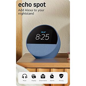 $44.99*: Amazon Echo Spot Smart Alarm Clock w/ Alexa (2024 Model) at Amazon