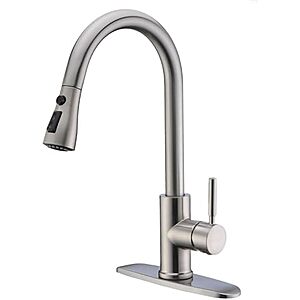Prime Members: Wewe Single Handle High Arc Kitchen Faucet w/ Pull Down Sprayer  + Free Shipping