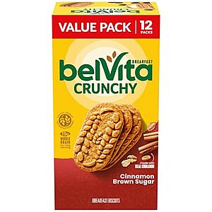 S&S,AC] $4.87*:12-Pack 1.76-Oz Belvita Breakfast Biscuits (Cinnamon Brown Sugar) at Amazon