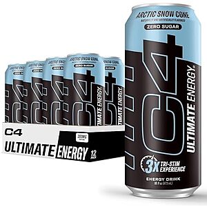 12-Pack 16-Oz Cellucor C4 Ultimate Energy Drink (Arctic Snow Cone) .10 w/ Subscribe & Save