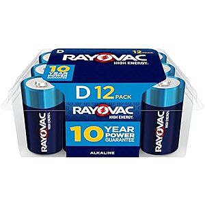 [S&S, AC] $8.43: 12-Count Rayovac D Batteries + $5 Gift Card at Amazon