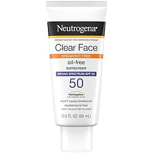 3oz. Neutrogena Clear Face SPF 50 Breakout/Oil Free Sunscreen Lotion $3.50 or less w/ Subscribe & Save