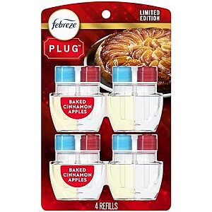 4-Pk 0.87-Oz Febreze Plug In Air Freshener Refill (Holiday Baked Cinnamon Apples) $9.85 w/ Subscribe & Save
