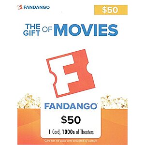 $50 Fandango Gift Card $40 + Free Shipping