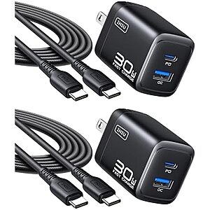 [AC] $9.17*: 2-Pack INIU Up to 30W PD Fast Charging USB-C Charger Block (USB-C + USB-A; Black) at Amazon