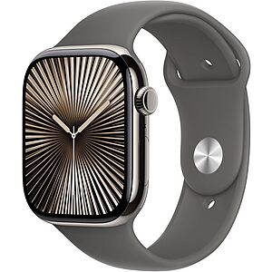 46mm Apple Watch Series 10 GPS + Cellular w/ Titanium Case & Stone Grey Sport Band 6.70 + Free Shipping