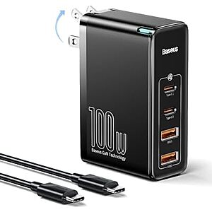 Baseus 4-Port up to 100W GaN II Wall Charger, 2x USB C + 2x USB A $25 + Free Shipping